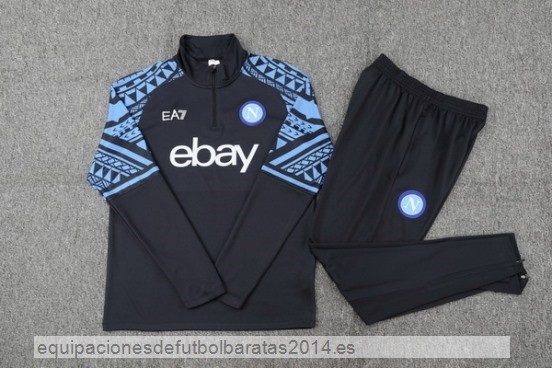 Nuevo Conjunto Completo Sudadera Entrenamiento Niños Napoli 23/24 Azul Marino Baratas